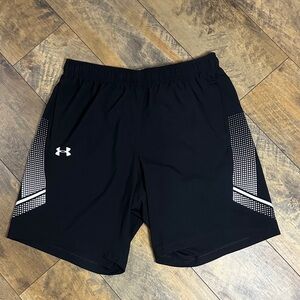 UNDER ARMOUR Men's Loose Fit Black and White Athletic Shorts, Size XL, EUC